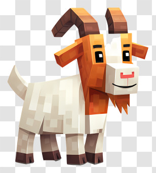 Minecraft Goat - Blocky Goat With Horns Transparent PNG