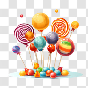 National Candy Day - Lollipop Candy Collection With Swirls Transparent PNG