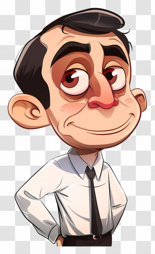 Mr Bean - Cartoon Man In A White Shirt And Tie Transparent PNG