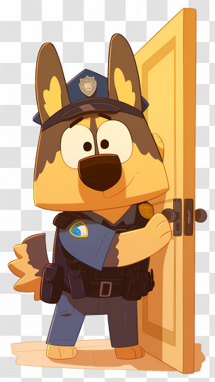 Dog Police - Cartoon Police Dog Opening A Door Transparent PNG