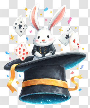 Magic Hat And Rabbit Surprise - Magic Rabbit And Top Hat Transparent PNG