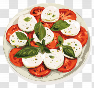 Caprese Salad - Illustration Of Classic Caprese Salad With Fresh Ingredients Transparent PNG