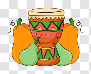 Drum - Colorful Drum With Gourds For Festive Themes Transparent PNG
