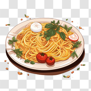 Spaghetti - Steaming Spaghetti Dish With Vegetables Transparent PNG