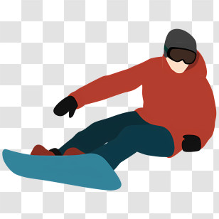 Silhouette - Illustration Of A Snowboarder In Red Gear Transparent PNG
