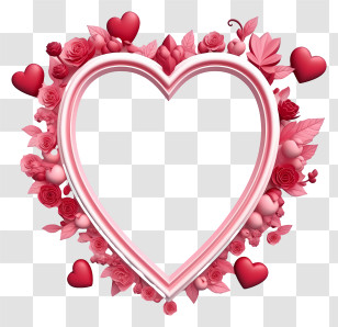Heart Shaped Frame - Pink Heart-Shaped Floral Frame Transparent PNG