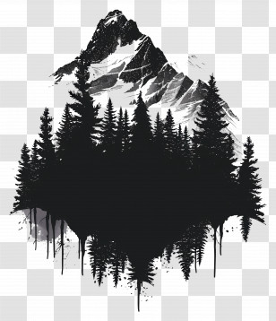 Mountain Silhouette - Silhouette Of Mountain And Forest Scene Transparent PNG