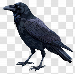 Crow - Detailed Black Raven Illustration Transparent PNG