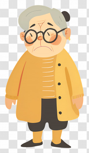 Old Woman - Sad Old Woman With Glasses Transparent PNG