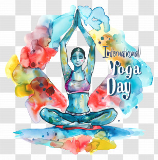 International Yoga Day - Watercolor Yoga Pose For International Yoga Day Transparent PNG