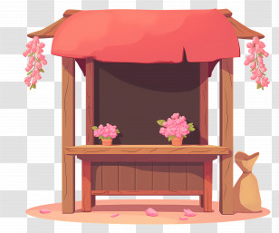 Wooden Market Stall - Charming Flower Stall With Blossoms Transparent PNG