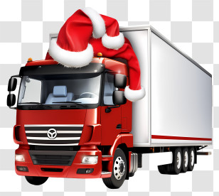 Image Content - Red Truck With Santa Hat For Christmas Theme Transparent PNG