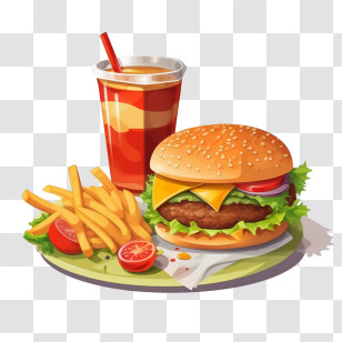 French Fries
 - Burger Meal With Fries And Drink Transparent PNG