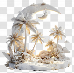 Summer Night - Palm Trees And Moon On A Tropical Island Transparent PNG