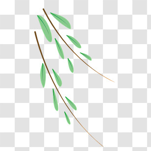 Leaf - Green Leaf Branch Illustration In Minimalist Style Transparent PNG