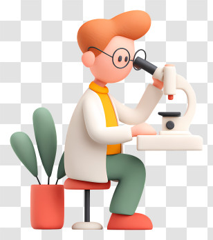 Student Doing Microscopic Research - Scientist With Microscope In Lab Transparent PNG
