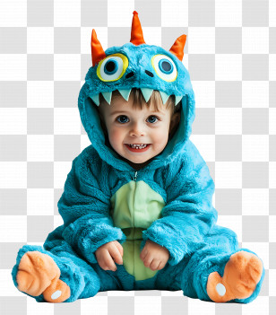 Halloween Costume - Child In Blue Monster Costume Transparent PNG
