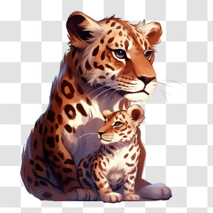 Father And Kid
 - Illustration Of A Mother Leopard With Her Cub Transparent PNG
