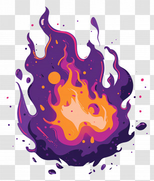 Purple Fireball - Purple And Orange Fire Illustration Transparent PNG