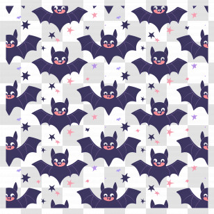 Flying Bats - Smiling Purple Bats Pattern For Halloween Transparent PNG