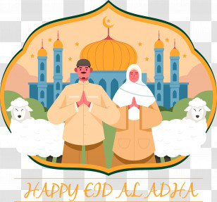 Eid Ul Adha - Happy Eid Al-Adha With Mosque Transparent PNG