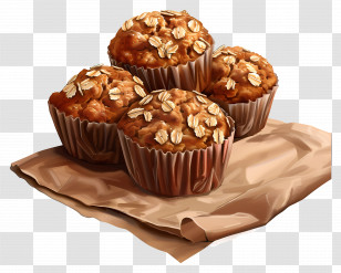 Oatmeal Muffins - Freshly Baked Oat Muffins On Paper Transparent PNG