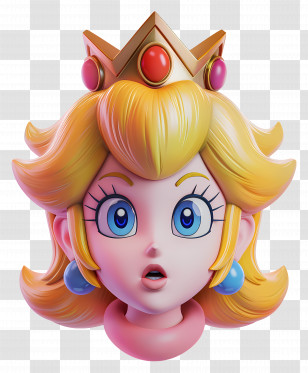 Princess Peach - Princess Cartoon Portrait With Crown Transparent PNG