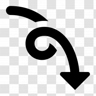 Doodle Arrow - Black Curved Arrow Transparent PNG