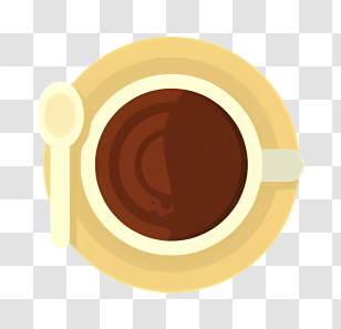 Coffee - Top View Of Coffee Cup With Spoon Transparent PNG