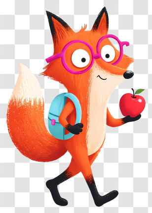 Fox Student - Smart Fox Student Cartoon Transparent PNG