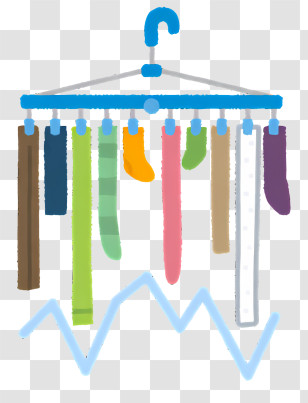 Icon - Colorful Socks And Cloths Hanging On A Laundry Hanger Transparent PNG