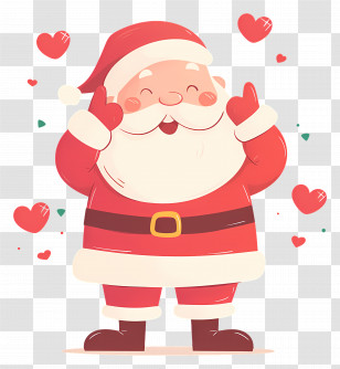 Cute Santa Clause - Santa Claus Spreading Love With Hearts Transparent PNG