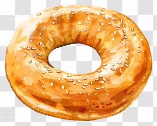 Bagel - Golden Bagel With Sesame Seeds Illustration Transparent PNG