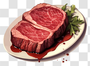 Steak - Raw Steak On A Plate Transparent PNG