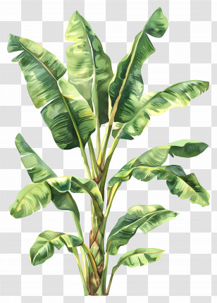 Banana Tree - Tropical Banana Plant Illustration Transparent PNG