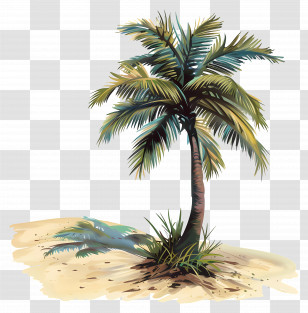 Palm Tree - Tropical Palm Tree On Sandy Ground Transparent PNG