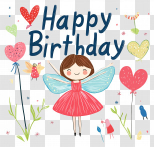 Happy Birthday - Blue Fairy With Hearts For Birthday Transparent PNG