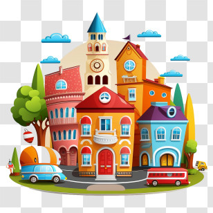 Cartoon Town Planning
 - Colorful Cartoon Houses Transparent PNG