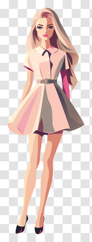 Barbie - Fashionable Girl In Dress And Heels Transparent PNG