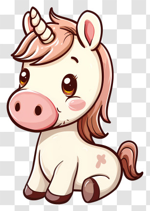 Cartoon Horse - Adorable Cartoon Unicorn Transparent PNG