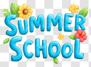 Summer School - Summer School Text With Flowers Transparent PNG