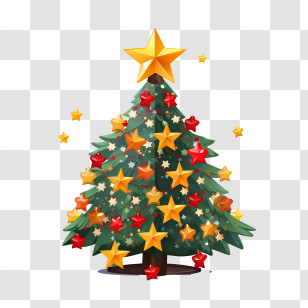 Christmas Tree - Christmas Tree With Star Decorations Transparent PNG