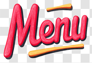 Word Menu - Red Menu Text Design Transparent PNG