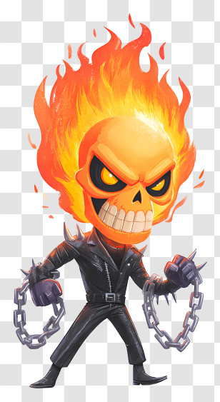 Ghost Rider - Fiery Skull Biker Mascot Transparent PNG