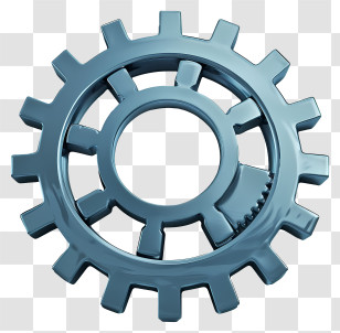 Cogwheel - Blue Metallic Gear Render Transparent PNG