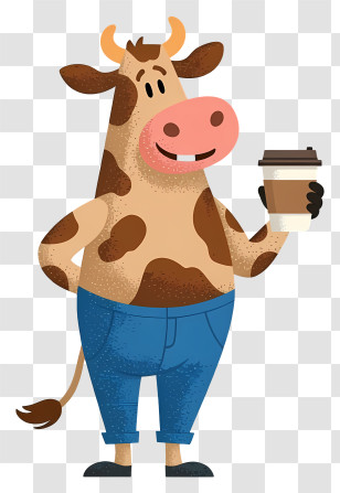 Cow With Coffee Cup Transparent PNG