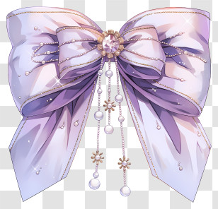 Anime Bow With Ribbons - Elegant Purple Bow Transparent PNG