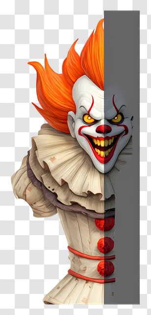 Cartoon Clown - Red-Haired Scary Clown Peeking Transparent PNG
