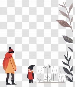 Cartoon Kids - Adult And Child In Winter Clothing Transparent PNG