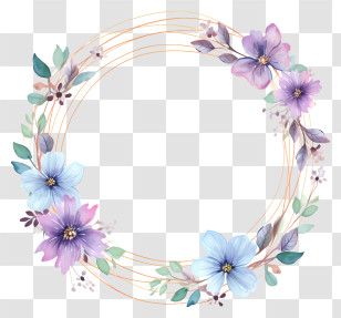 Flower Wreath - Floral Wreath With Pastel Flowers And Leaves Transparent PNG